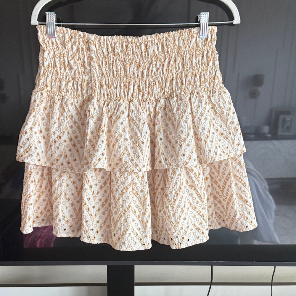 Lilly Pulitzer Peach Patterned Mini Skirt and top